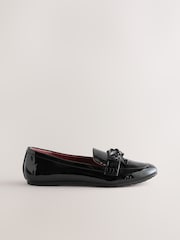 Black Forever Comfort® Round Toe Patent Bow Detail Loafer Ballet Shoes - Image 4 of 7