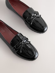 Black Forever Comfort® Round Toe Patent Bow Detail Loafer Ballet Shoes - Image 6 of 7
