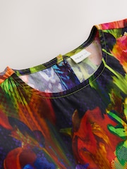 Bright All-Over Printed Tropical Short Sleeves Tiered Dress - Image 3 of 5
