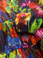 Bright All-Over Printed Tropical Short Sleeves Tiered Dress - Image 5 of 5