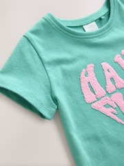 Green Have Fun Short Sleeve Sequin 100% Cotton T-Shirt - Image 3 of 4
