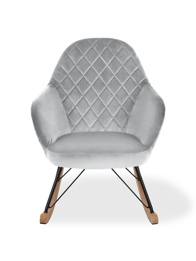 Little Seeds Grey Monarch Hill Dahlia Velvet Rocking Nursing Chair - Image 2 of 6