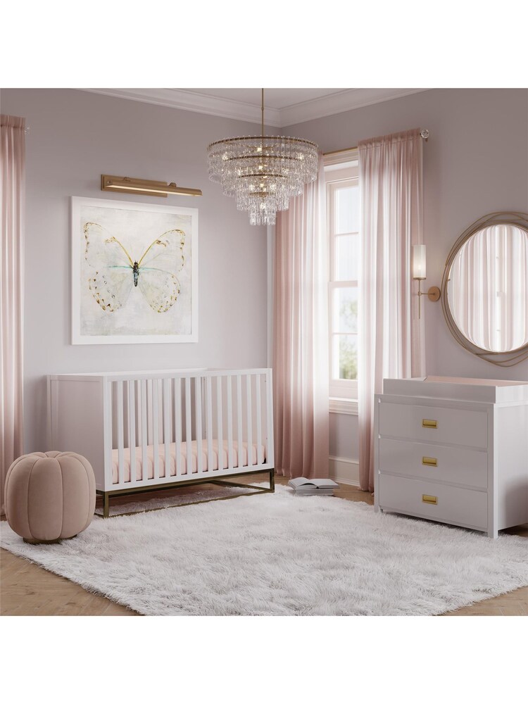 Little Seeds White and Gold Haven 3-in-1 Convertible Cot Bed - Image 1 of 6