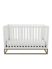 Little Seeds White and Gold Haven 3-in-1 Convertible Cot Bed - Image 4 of 6