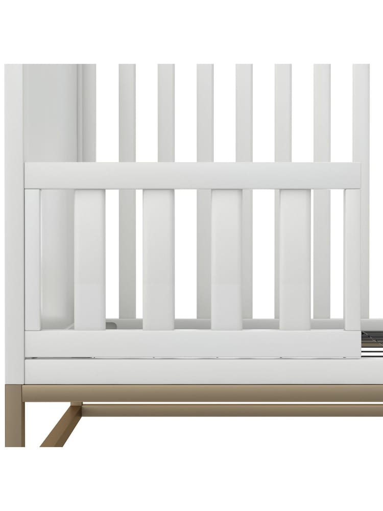 Little Seeds White and Gold Haven 3-in-1 Convertible Cot Bed - Image 6 of 6