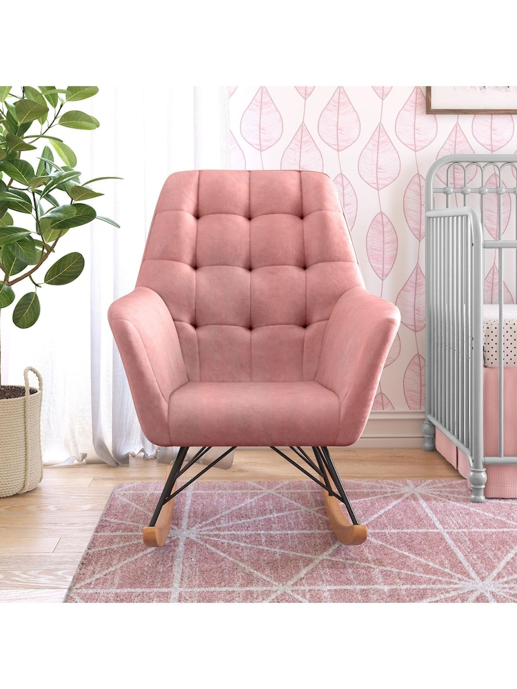 Little Seeds Rose Raven Velvet Nursery Rocking Nursing Chair - Image 2 of 6