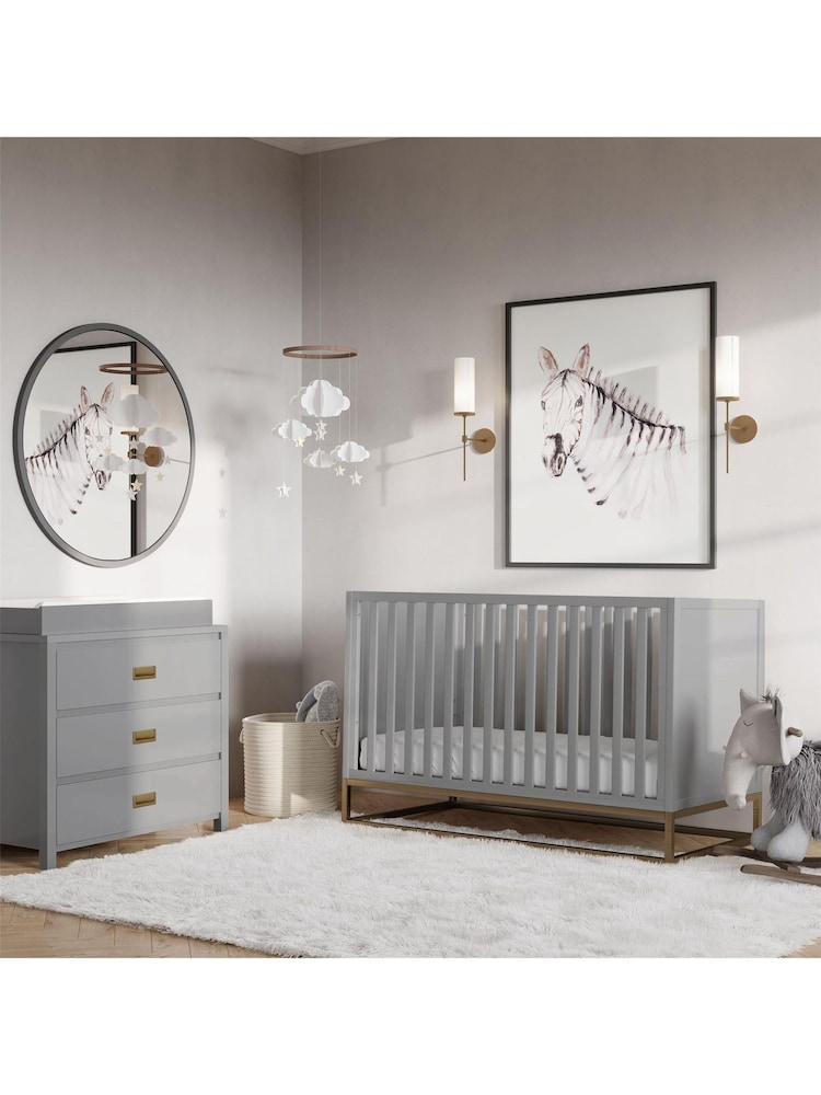 Little Seeds Grey/Gold Haven 3-in-1 Convertible Cot Bed - Image 1 of 6