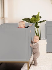 Little Seeds Grey/Gold Haven 3-in-1 Convertible Cot Bed - Image 2 of 6