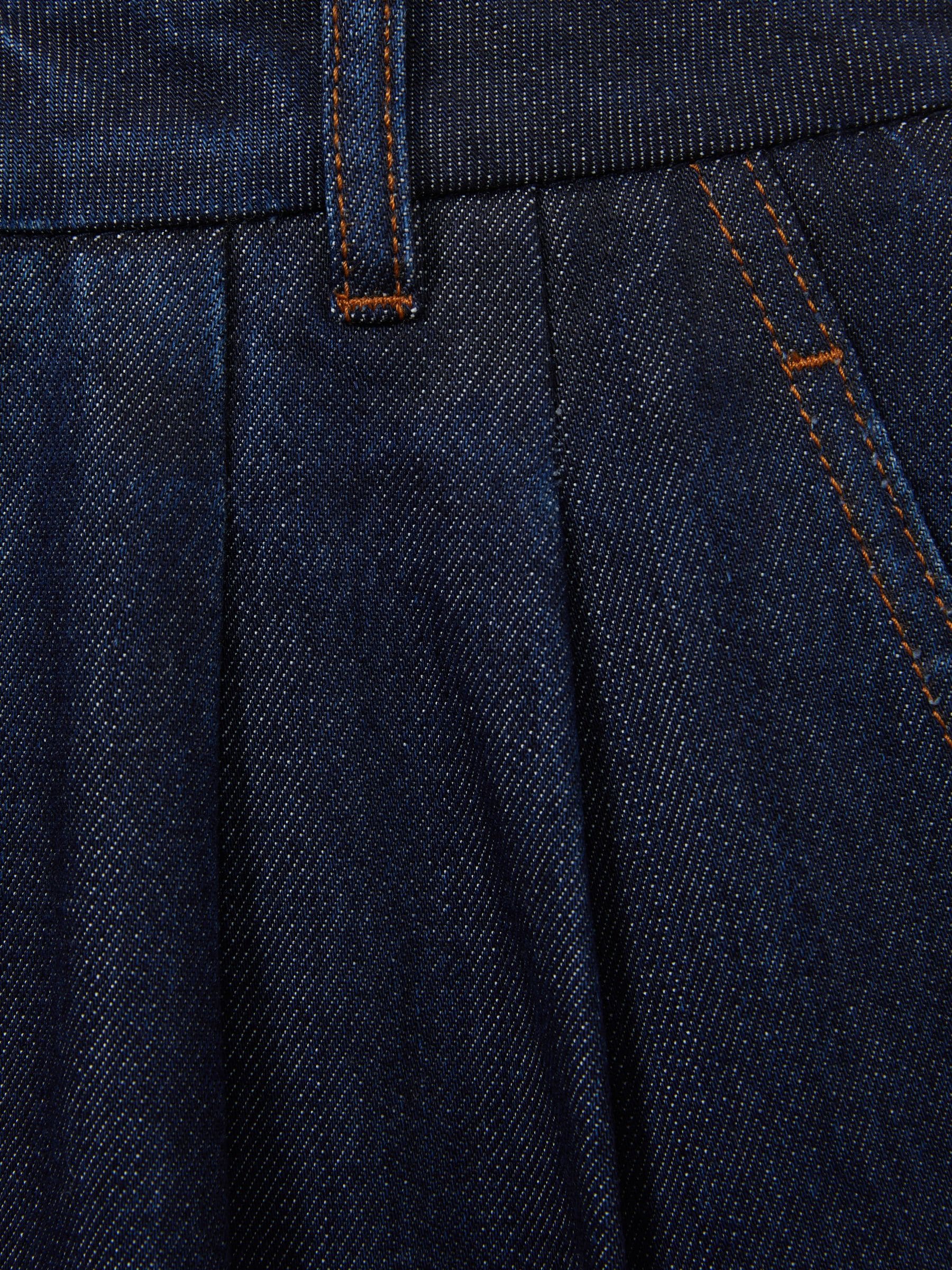 Buy Reiss Indigo Raymond Double Pleat Wide Leg Jeans from