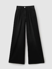 Reiss Black Raymond Double Pleat Wide Leg Jeans - Image 2 of 6