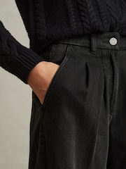 Reiss Black Raymond Double Pleat Wide Leg Jeans - Image 3 of 6