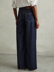 Reiss Indigo Raymond Petite Double Pleat Wide Leg Jeans - Image 5 of 7