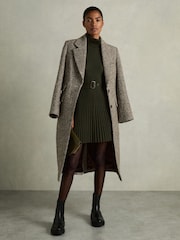 Reiss Khaki Vinnie Roll-Neck Ribbed Mini Dress - Image 3 of 6