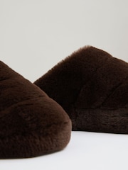 Reiss Chocolate Andrea Faux Fur Slippers - Image 4 of 5