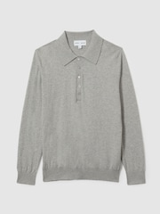 LES 100 CIEL Grey Marl Reiss | Les 100 Ciels Cotton and Cashmere Polo Shirt - Image 2 of 7