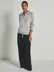 LES 100 CIEL Grey Marl Reiss | Les 100 Ciels Cotton and Cashmere Polo Shirt - Image 4 of 7