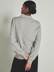 LES 100 CIEL Grey Marl Reiss | Les 100 Ciels Cotton and Cashmere Polo Shirt - Image 5 of 7