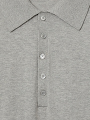 LES 100 CIEL Grey Marl Reiss | Les 100 Ciels Cotton and Cashmere Polo Shirt - Image 6 of 7