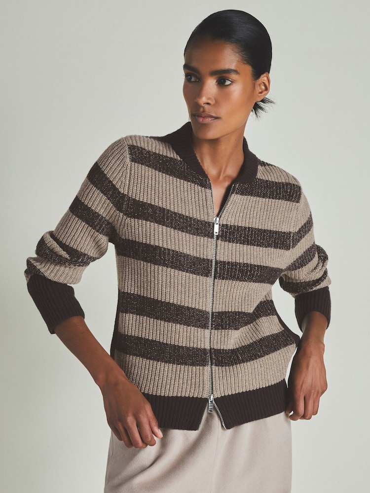 LES 100 CIEL Chocolate Reiss | Les 100 Ciels Wool and Cashmere Cardigan - Image 1 of 6