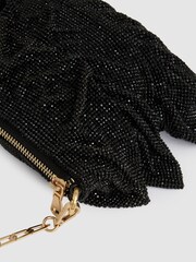 Reiss Black Rara Tiered Crystal Embellished Shoulder Bag - Image 3 of 5
