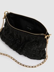 Reiss Black Rara Tiered Crystal Embellished Shoulder Bag - Image 4 of 5