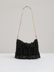 Reiss Black Rara Tiered Crystal Embellished Shoulder Bag - Image 5 of 5