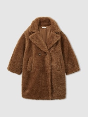 Reiss Darla Longline Teddy Coat with Wool - Изображение 1 из 4