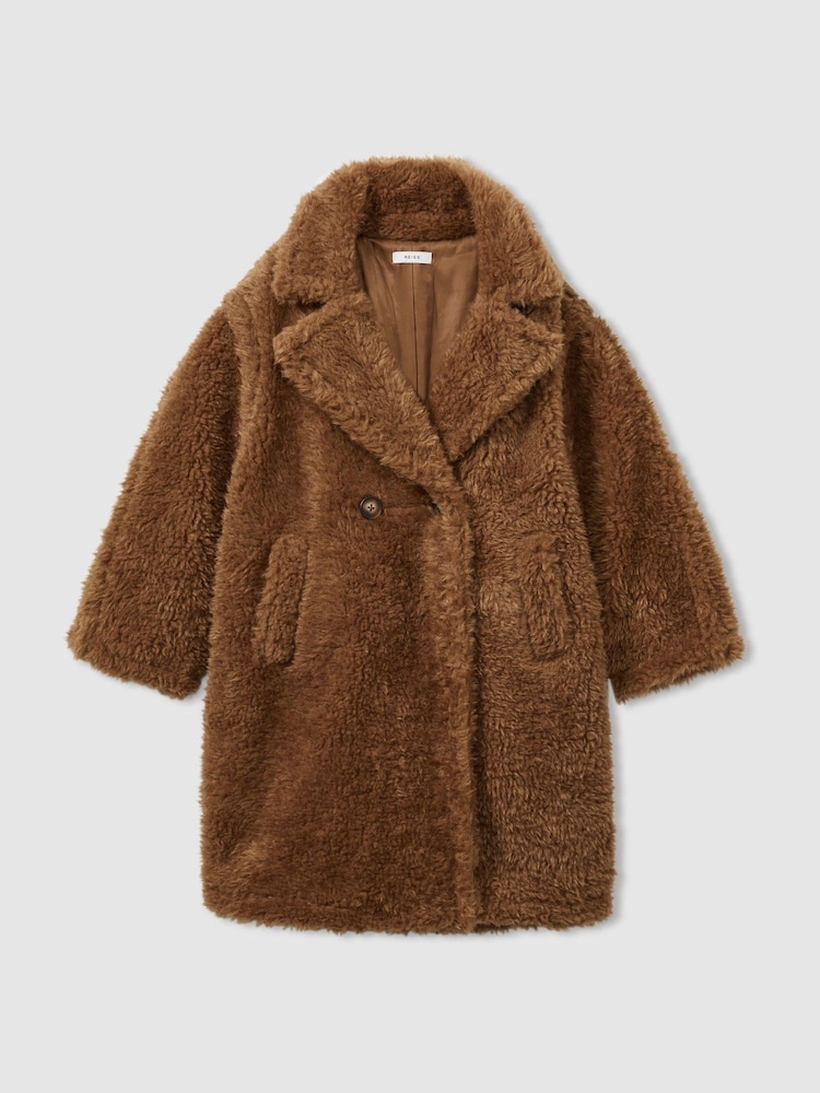 Reiss Darla Longline Teddy Coat with Wool - Изображение 1 из 4