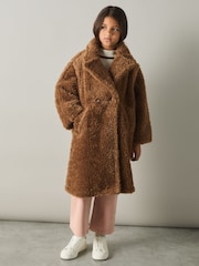 Reiss Darla Longline Teddy Coat with Wool - Изображение 2 из 4