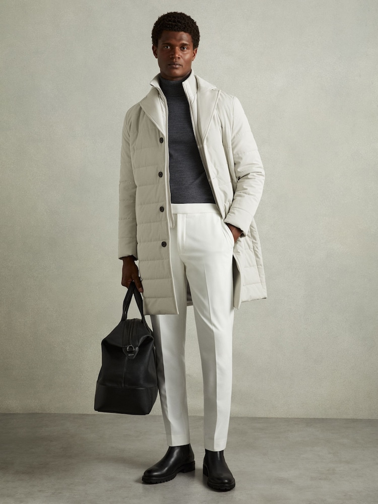 Reiss Stone Patrick Longline Quilted-Shell Coat with Inner Gilet - Image 1 of 6