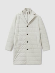 Reiss Stone Patrick Longline Quilted-Shell Coat with Inner Gilet - Image 2 of 6