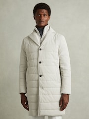 Reiss Stone Patrick Longline Quilted-Shell Coat with Inner Gilet - Image 3 of 6