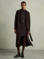 Reiss Brown Vinnie Roll-Neck Ribbed Mini Dress - Image 3 of 7