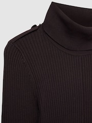 Reiss Brown Vinnie Roll-Neck Ribbed Mini Dress - Image 7 of 7