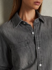 Reiss Grey Poppie Relaxed Denim Shirt - Image 4 of 6