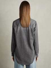 Reiss Grey Poppie Relaxed Denim Shirt - Image 5 of 6