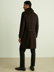 Reiss Brown Barista Wool-Blend Faux-Fur Collar Overcoat - Image 6 of 7