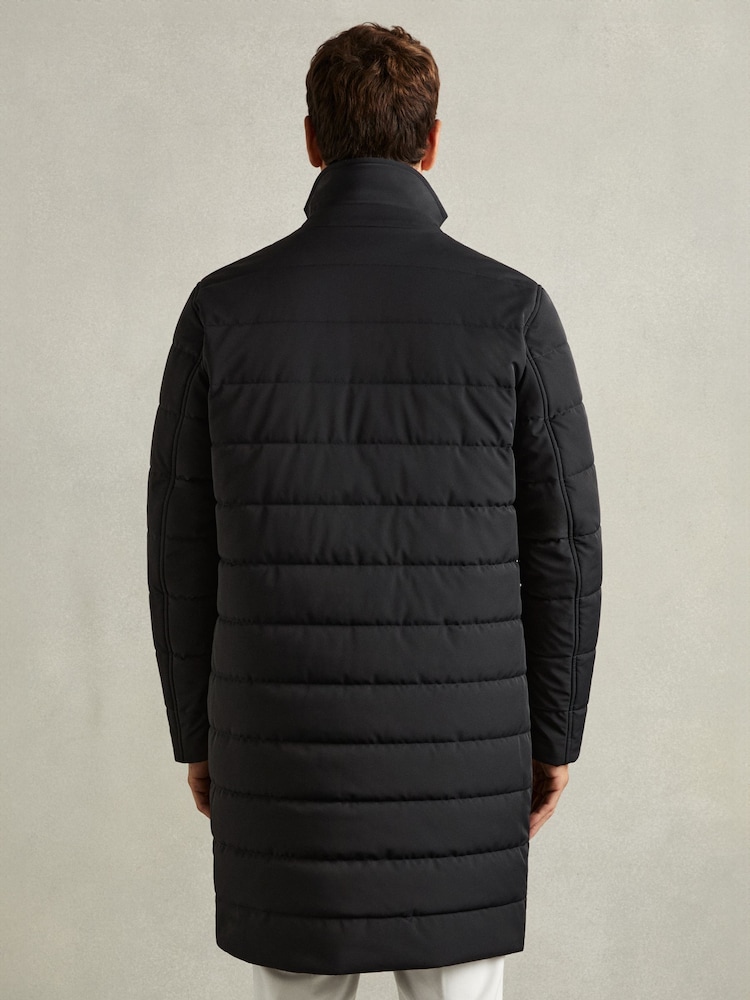 Reiss Navy Patrick Longline Quilted-Shell Coat with Inner Gilet - Image 5 of 6
