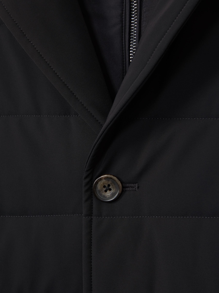 Reiss Navy Patrick Longline Quilted-Shell Coat with Inner Gilet - Image 6 of 6