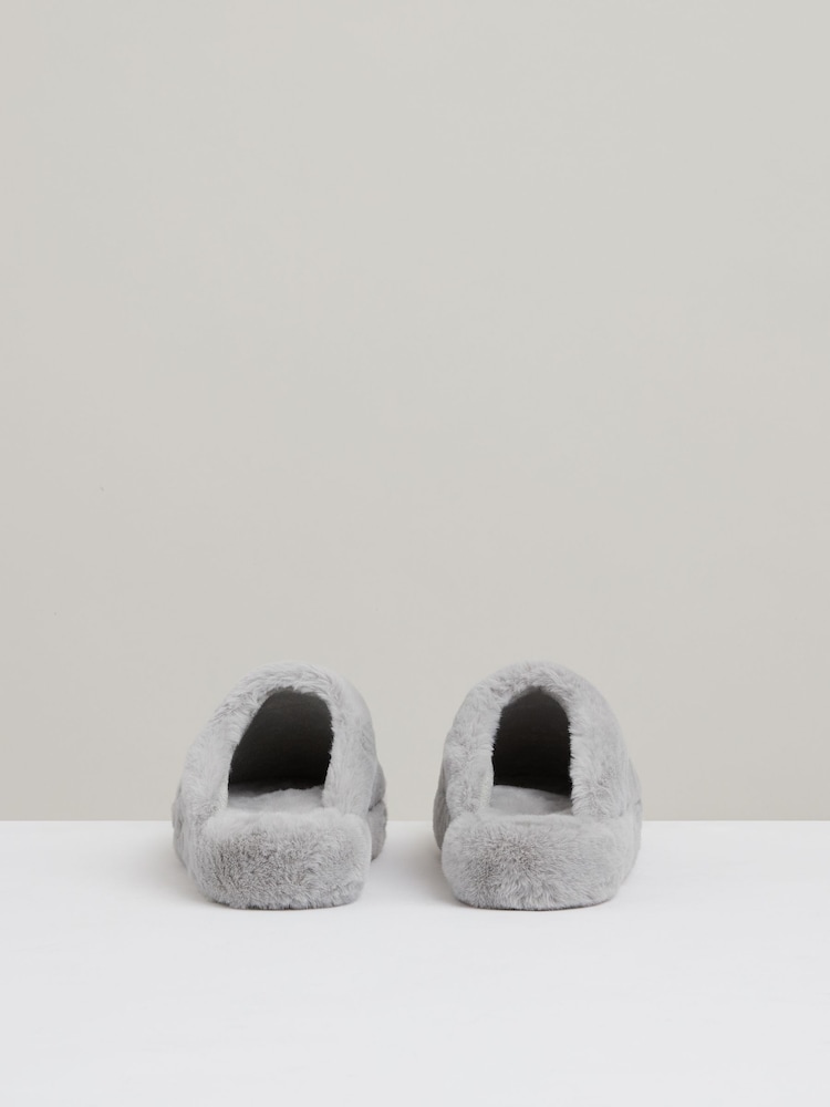Reiss Grey Andrea Faux Fur Slippers - Image 2 of 4