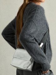 Reiss Silver Selena Leather Flap Crossbody Bag - Image 2 of 4