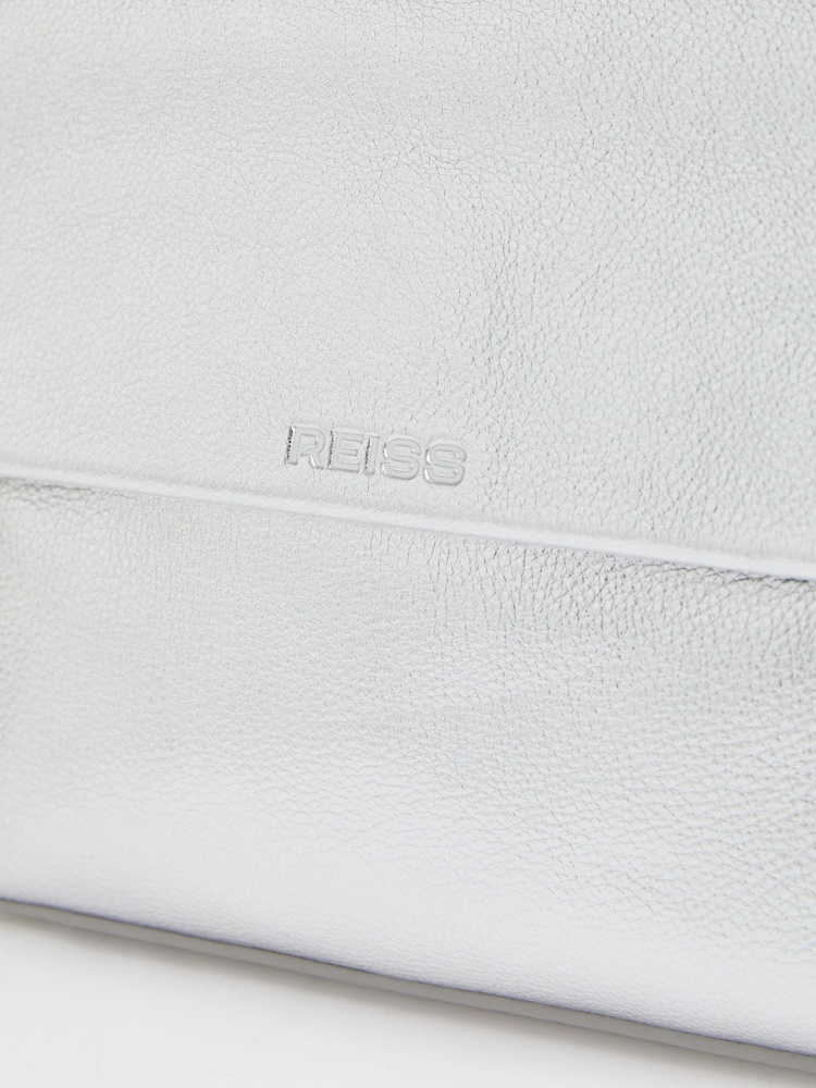 Reiss Silver Selena Leather Flap Crossbody Bag - Image 4 of 4
