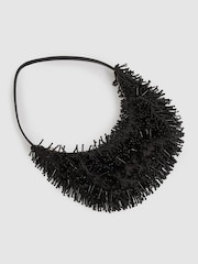 Reiss Black Moon Beaded Crescent Shoulder Bag - Image 3 of 4
