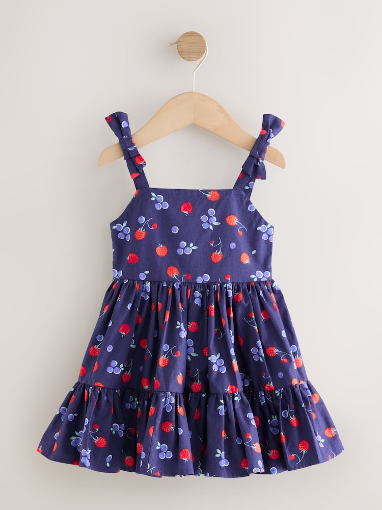 Navy All-Over Print Strawberry Bow Dress - Image 1 of 1