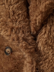 Reiss Brown Darla 9-13 yrs Longline Teddy Coat with Wool - Image 4 of 4