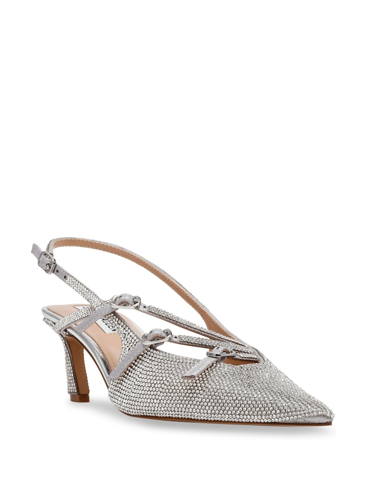 Steve Madden Silver Liana-R Crystal Slingback Shoes - Image 2 of 6