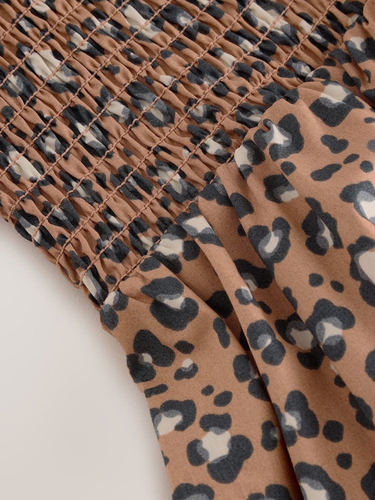 Stone Animal Print Shirred Maxi Dress - Image 3 of 3