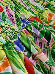 White Tropical Print Shirred Maxi Dress - Image 2 of 2