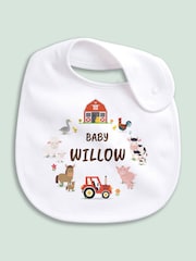 Little Years Personalised Farm Animals 100% Cotton White Bib - Image 2 of 4