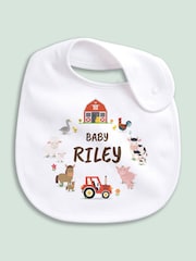 Little Years Personalised Farm Animals 100% Cotton White Bib - Image 3 of 4